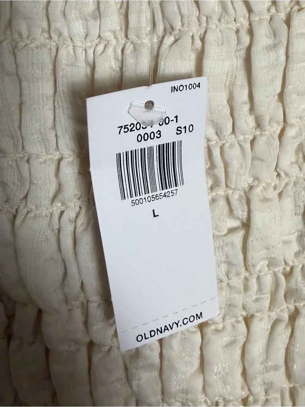 Old Navy Puff Sleeve Fitted Smocked Top Ivory Boho Casual Women’s Size L NEW